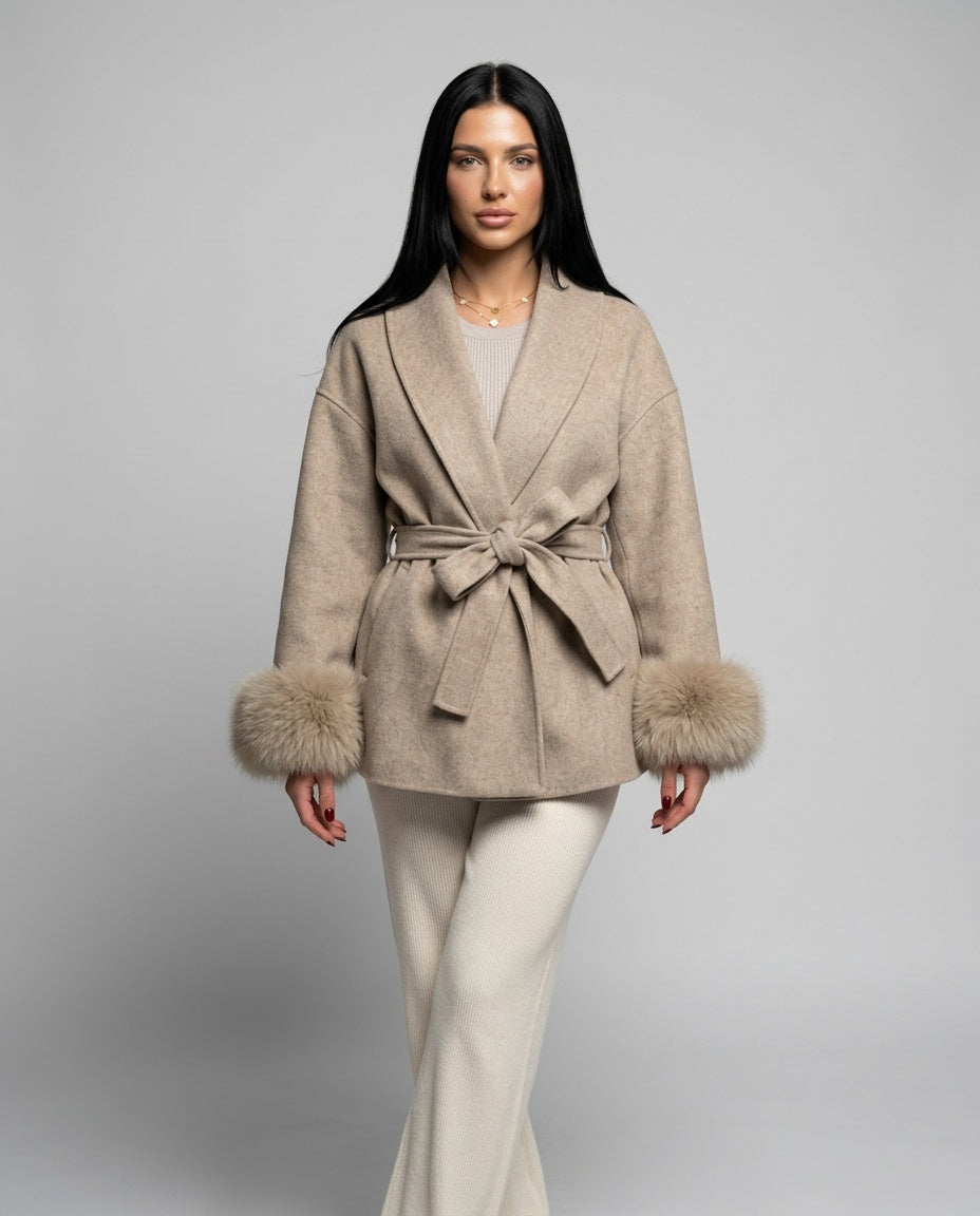 Jimena | Tailored Statement Cuff Faux Fur Coat
