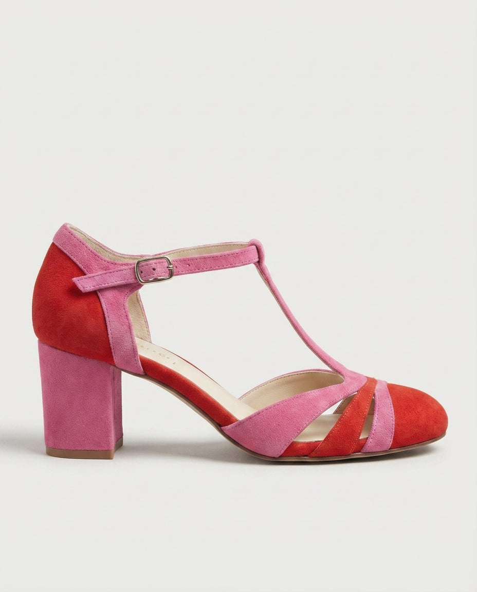Una | Block Heel Open Toe Ankle Strap Sandals