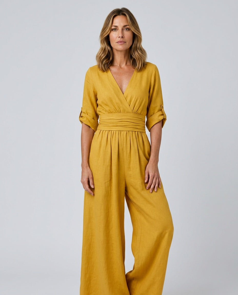 Alejandra | Cross Front Wide Leg Jumpsuit