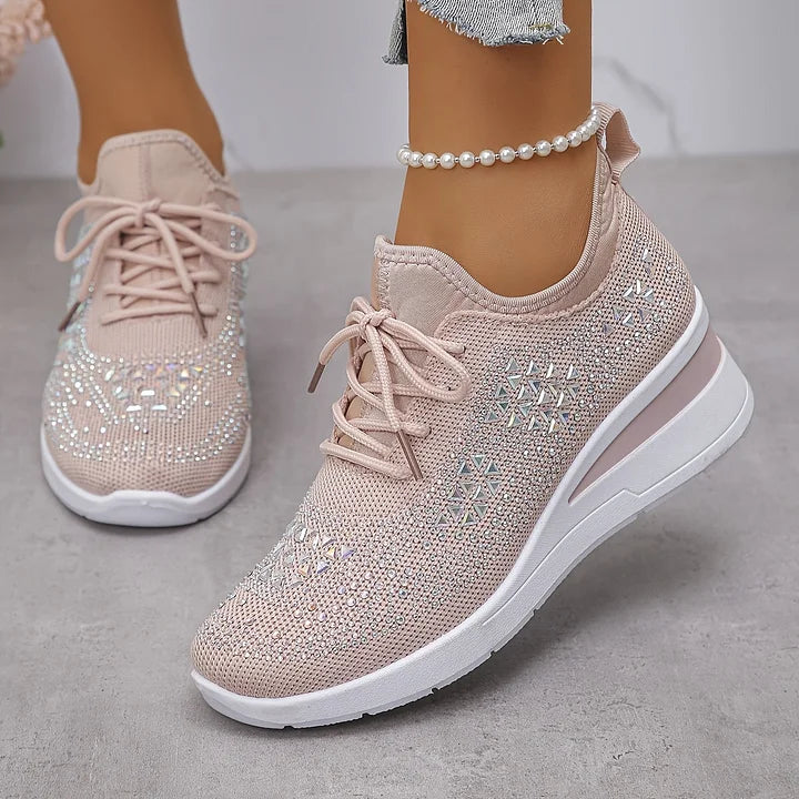 Nuria | Rhinestone Cushioned Platform Sneakers