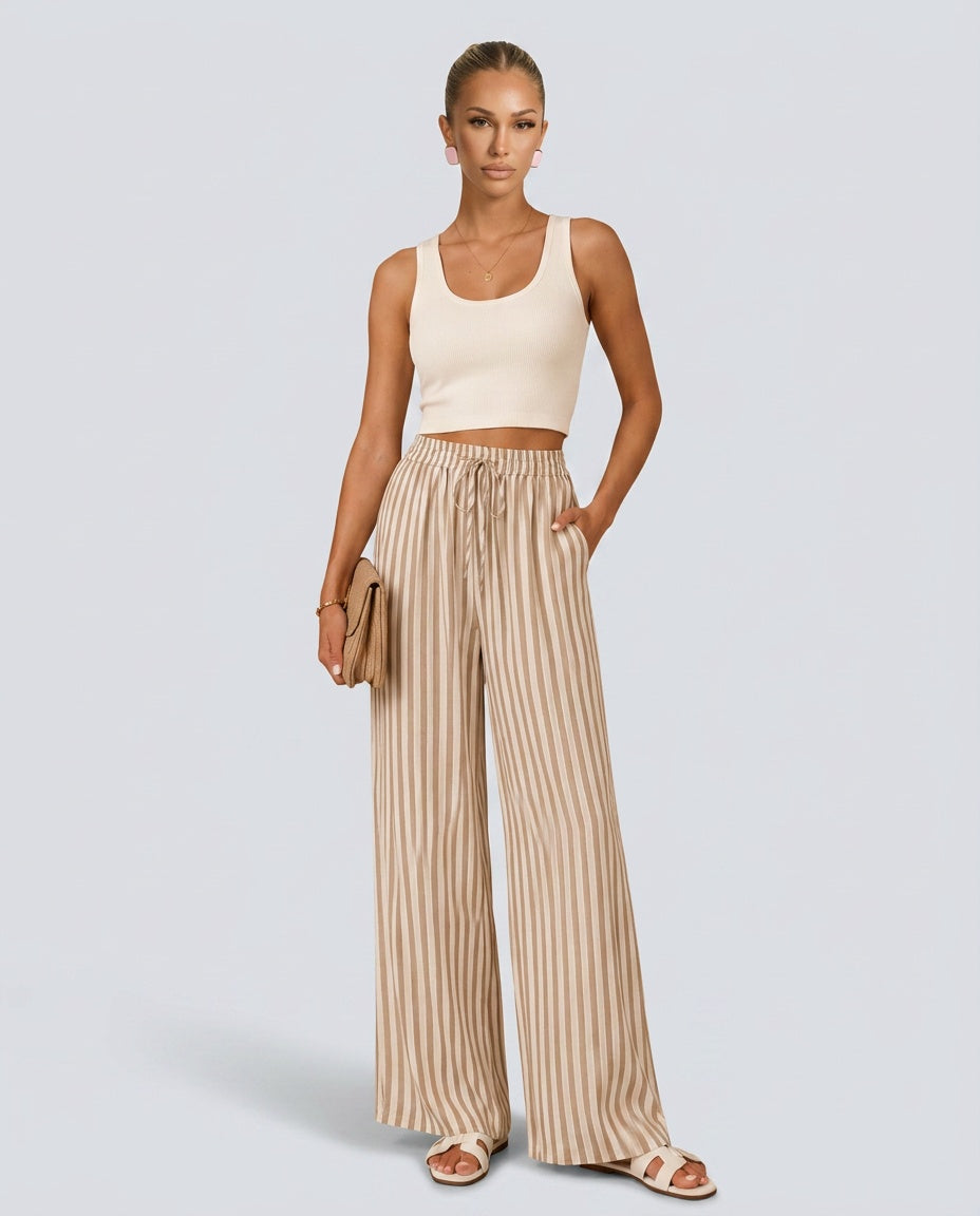Willa | Striped Relaxed Wide-Leg Trousers