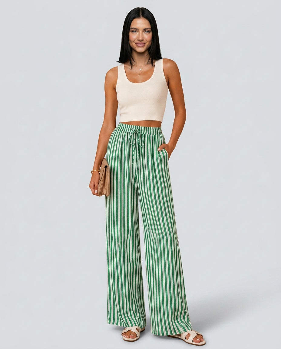 Willa | Striped Relaxed Wide-Leg Trousers