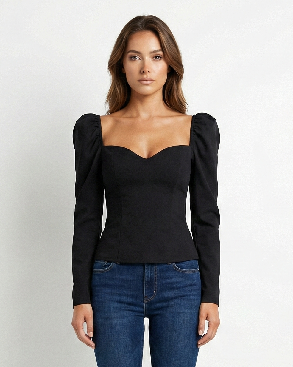 Camille | Cropped Puff Sleeve Knit Top