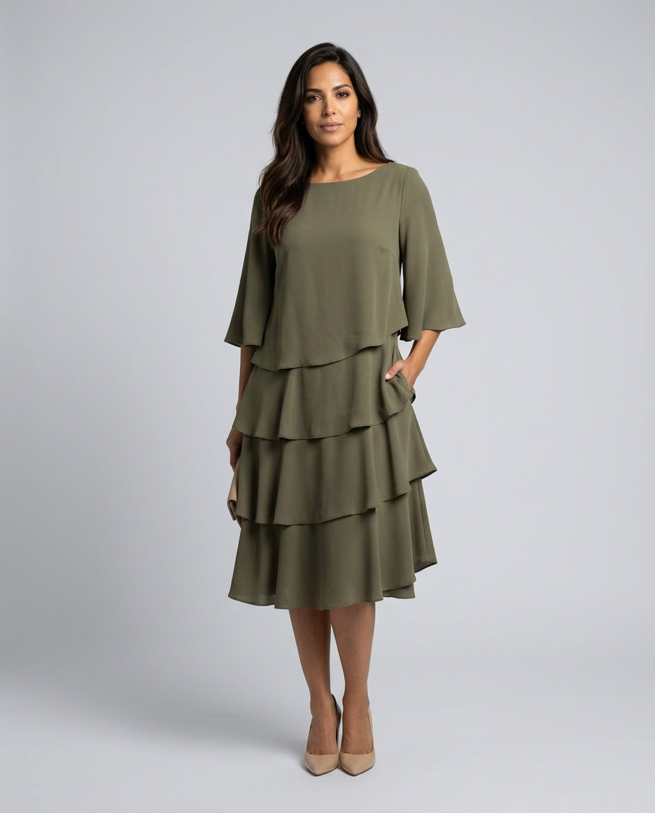 Hazel | Relaxed Ruffle Midi Dress