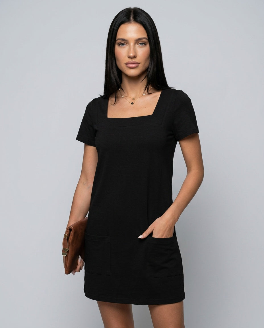 Hadley | Relaxed Square Neck Mini Sundress with Pockets
