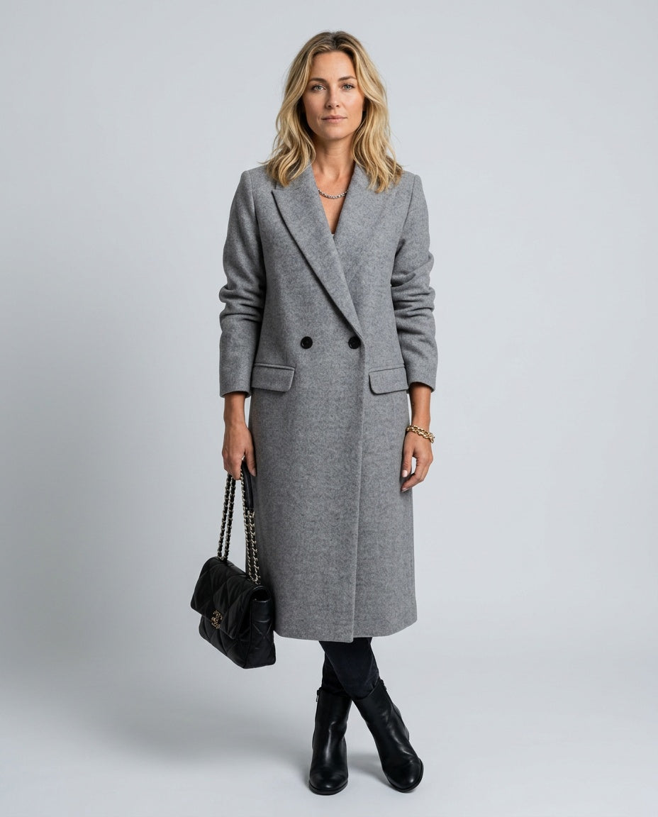 Piper | Double-Breasted Wool-Blend Long Coat