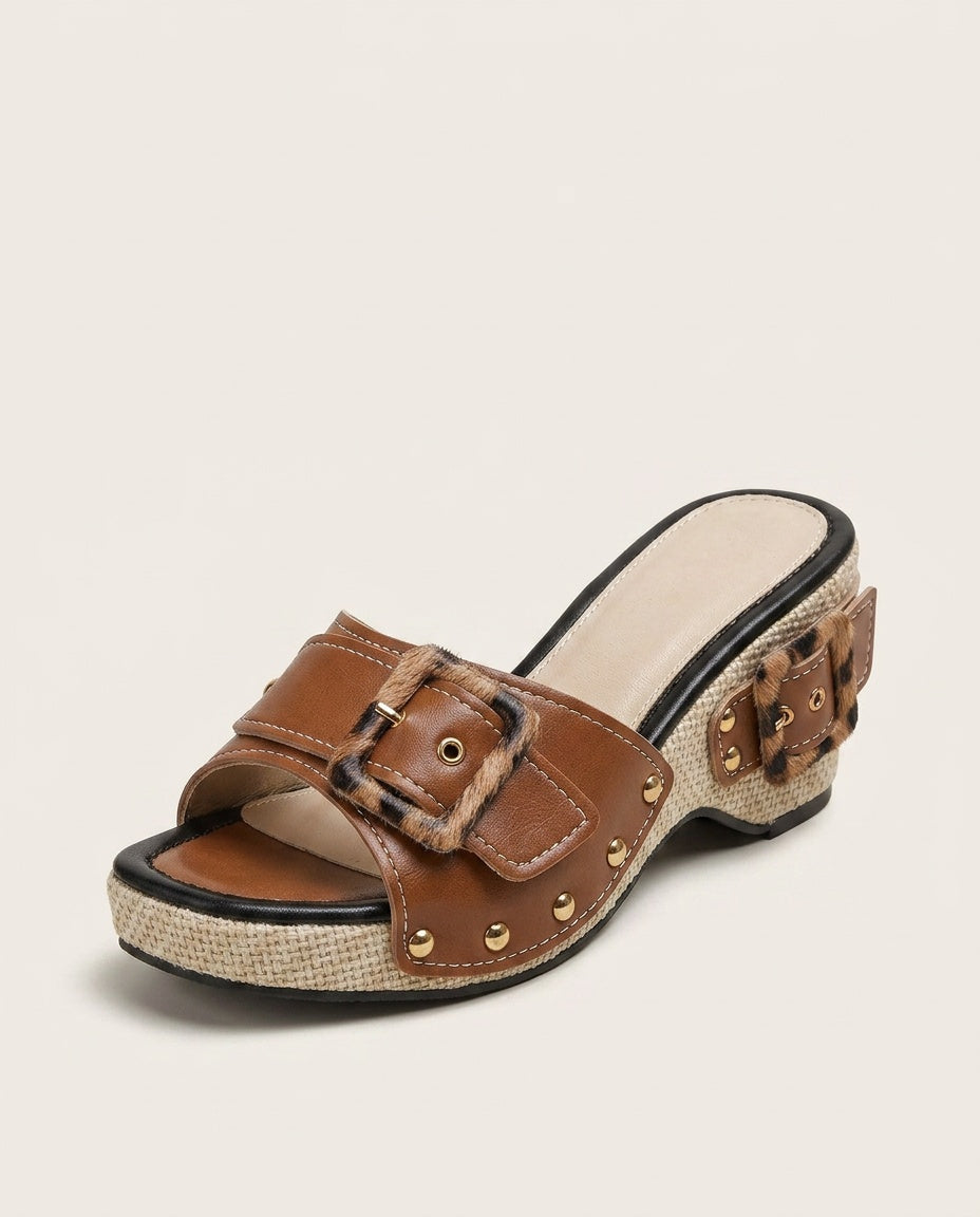 Layla | Leather-Look Jute Wedge Sandals