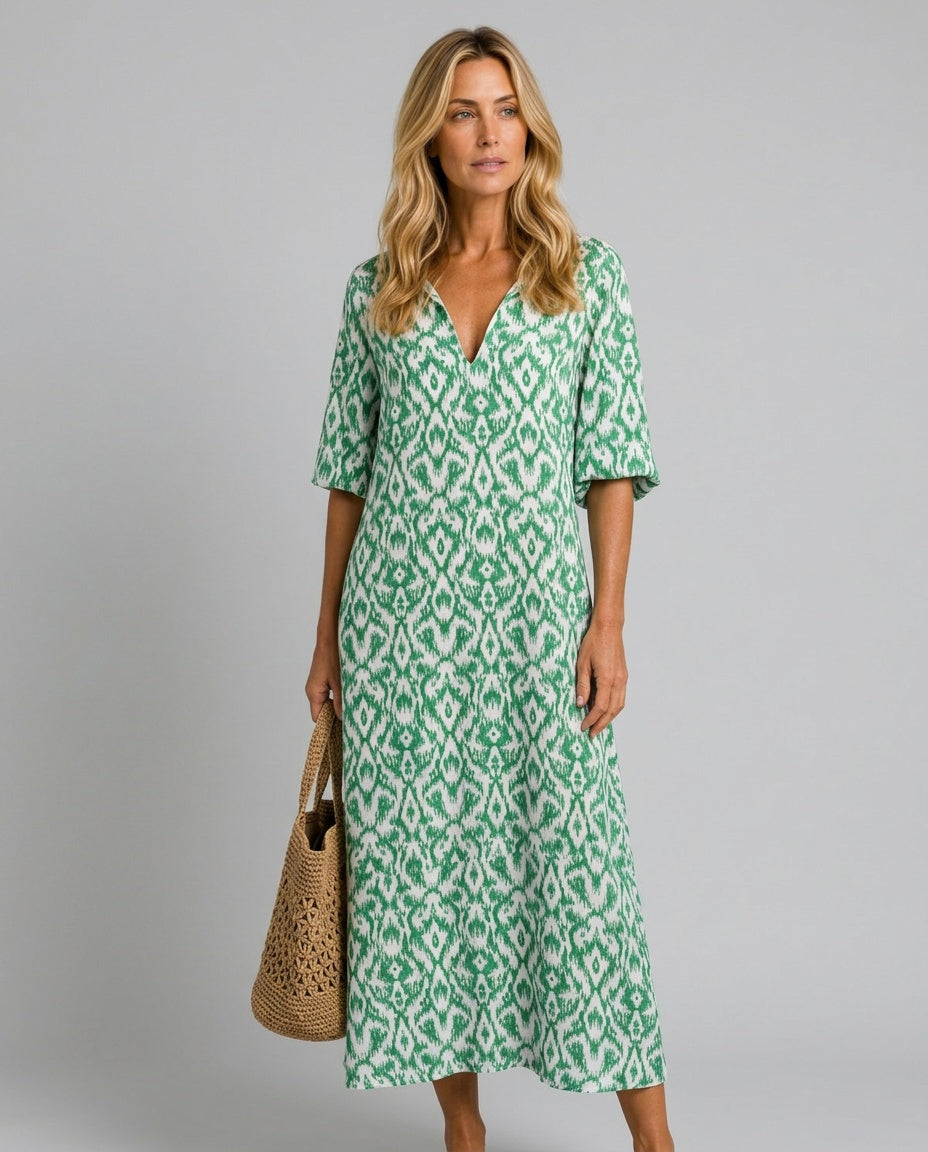 Celeste | Flowy V-Neck Boho Maxi Dress