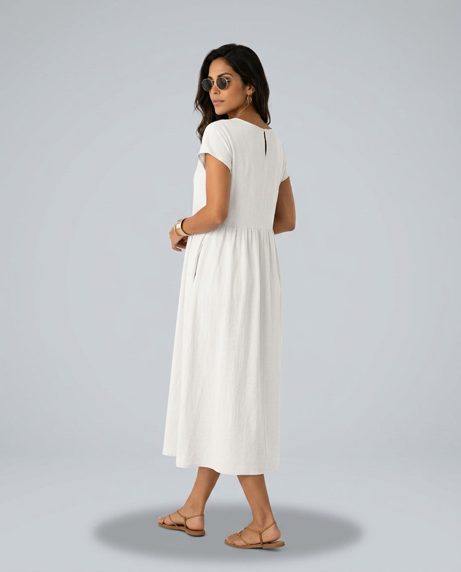 Skylar | Loose Fit Flowy Linen-Blend Maxi Dress