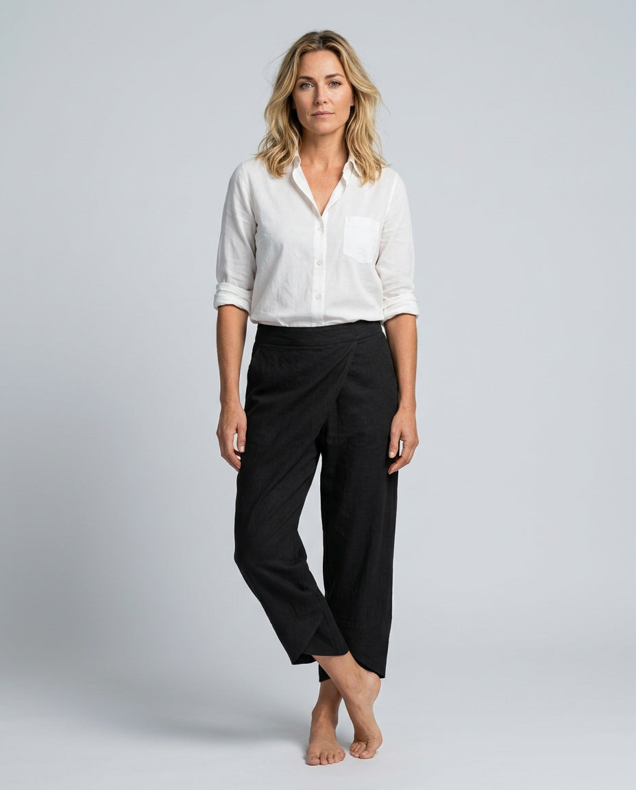 Noor | Relaxed Cropped Linen-Blend Trousers