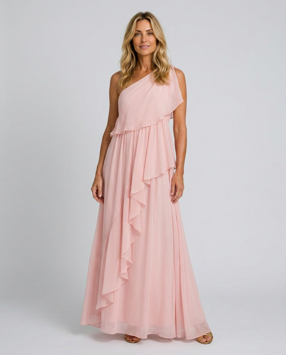 Emerson | Asymmetric Cascading Ruffle Maxi Dress