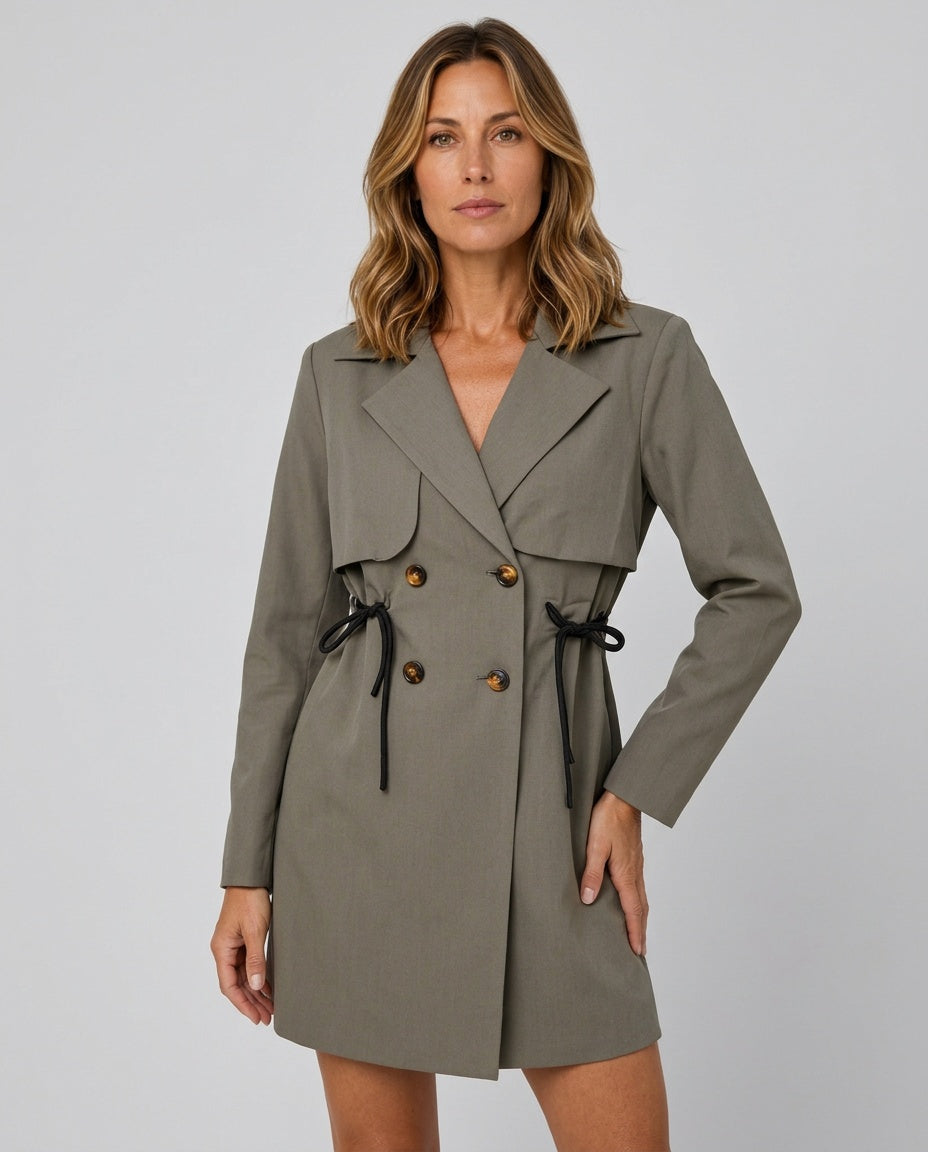 Estrella | Cropped Double-Button Blazer with Cinched Waist
