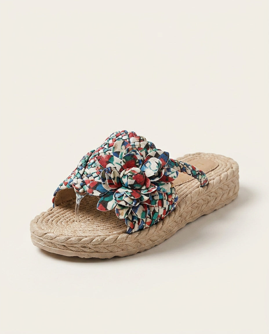 Floria | Floral Woven Platform Sandals