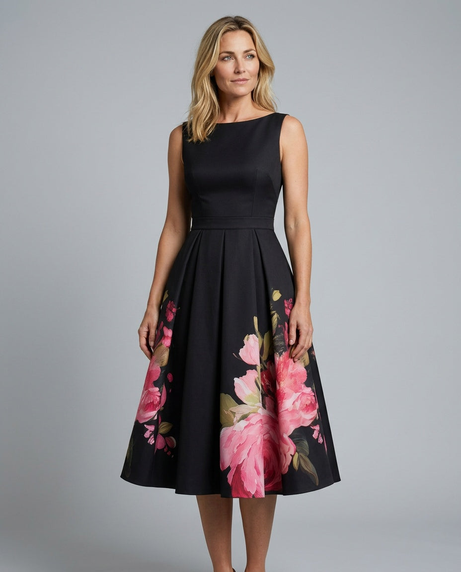 Marley | Floral Print Pleated Midi Dress