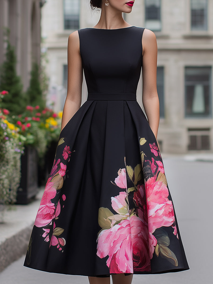 Marley | Floral Print Pleated Midi Dress