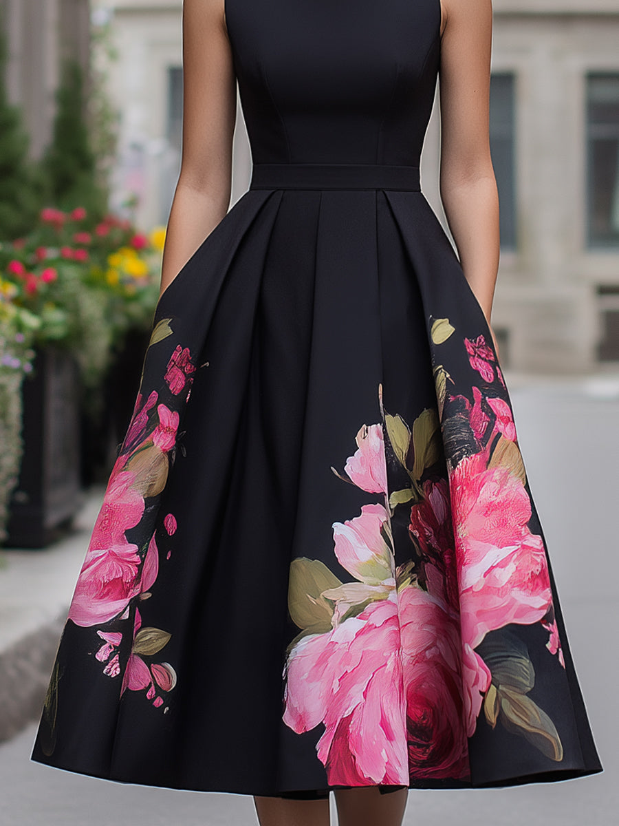 Marley | Floral Print Pleated Midi Dress