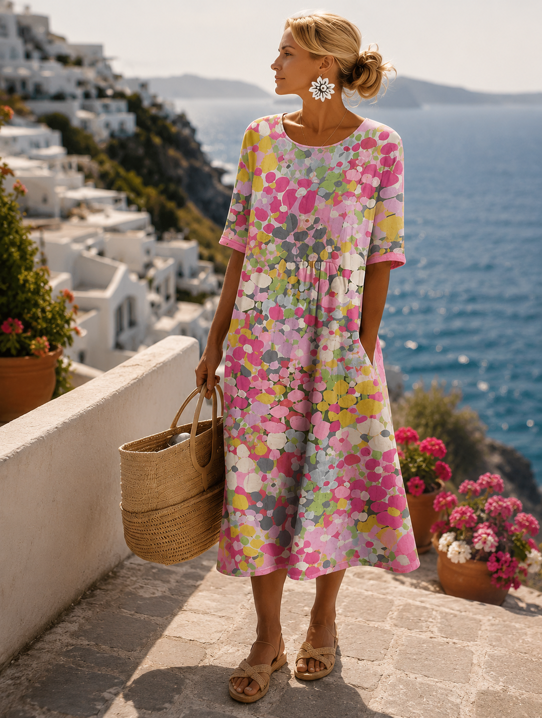 Winnie | Floral Print A-Line Midi Dress