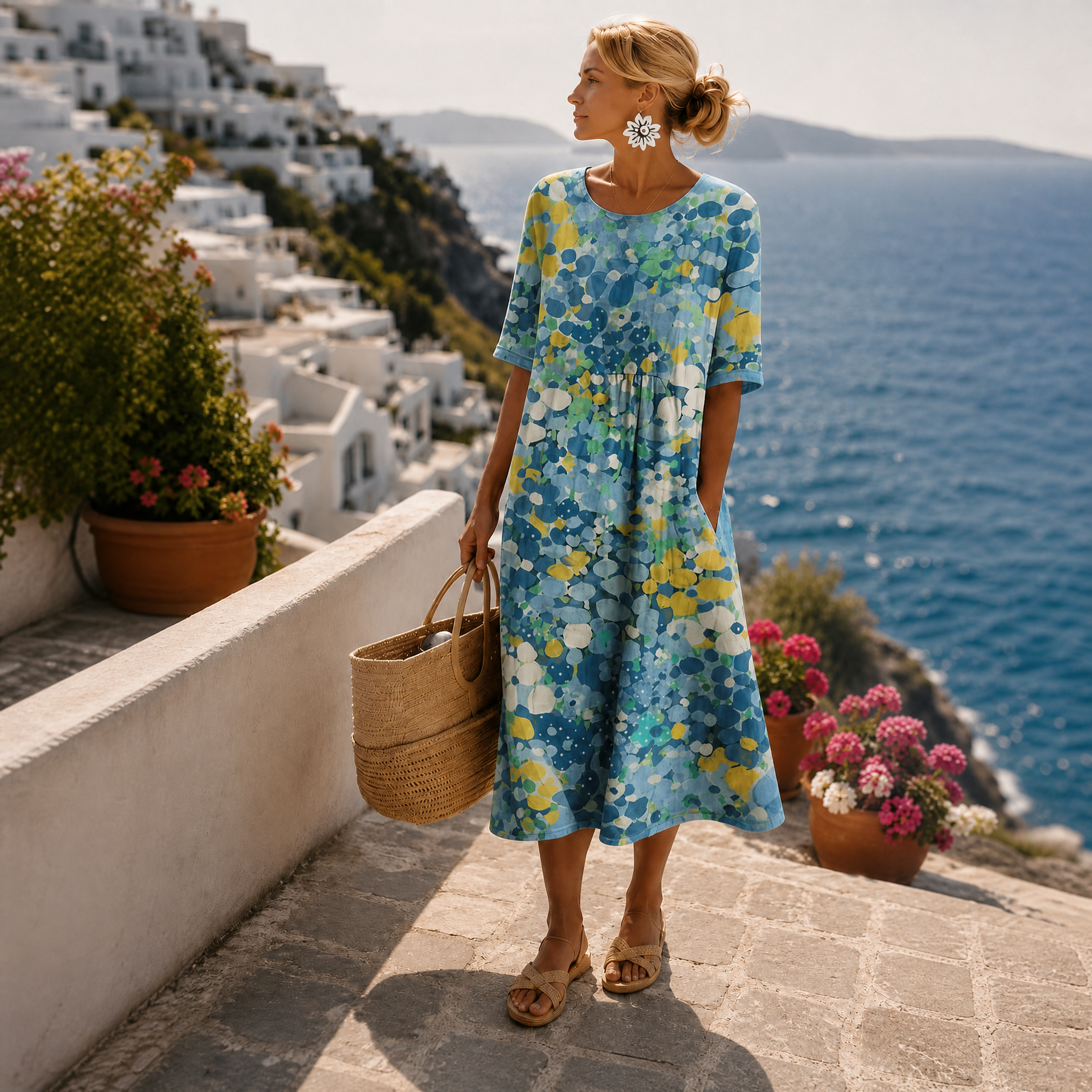 Winnie | Floral Print A-Line Midi Dress