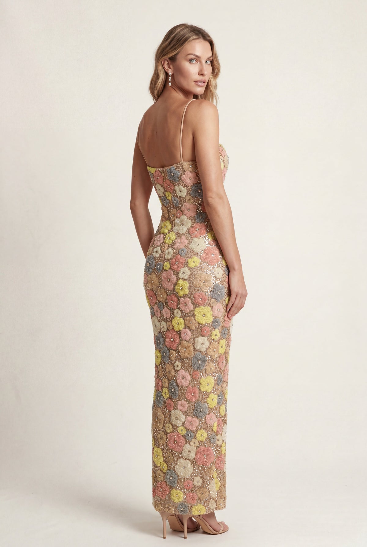 Willa | 3D Floral Embroidered Fitted Maxi Dress