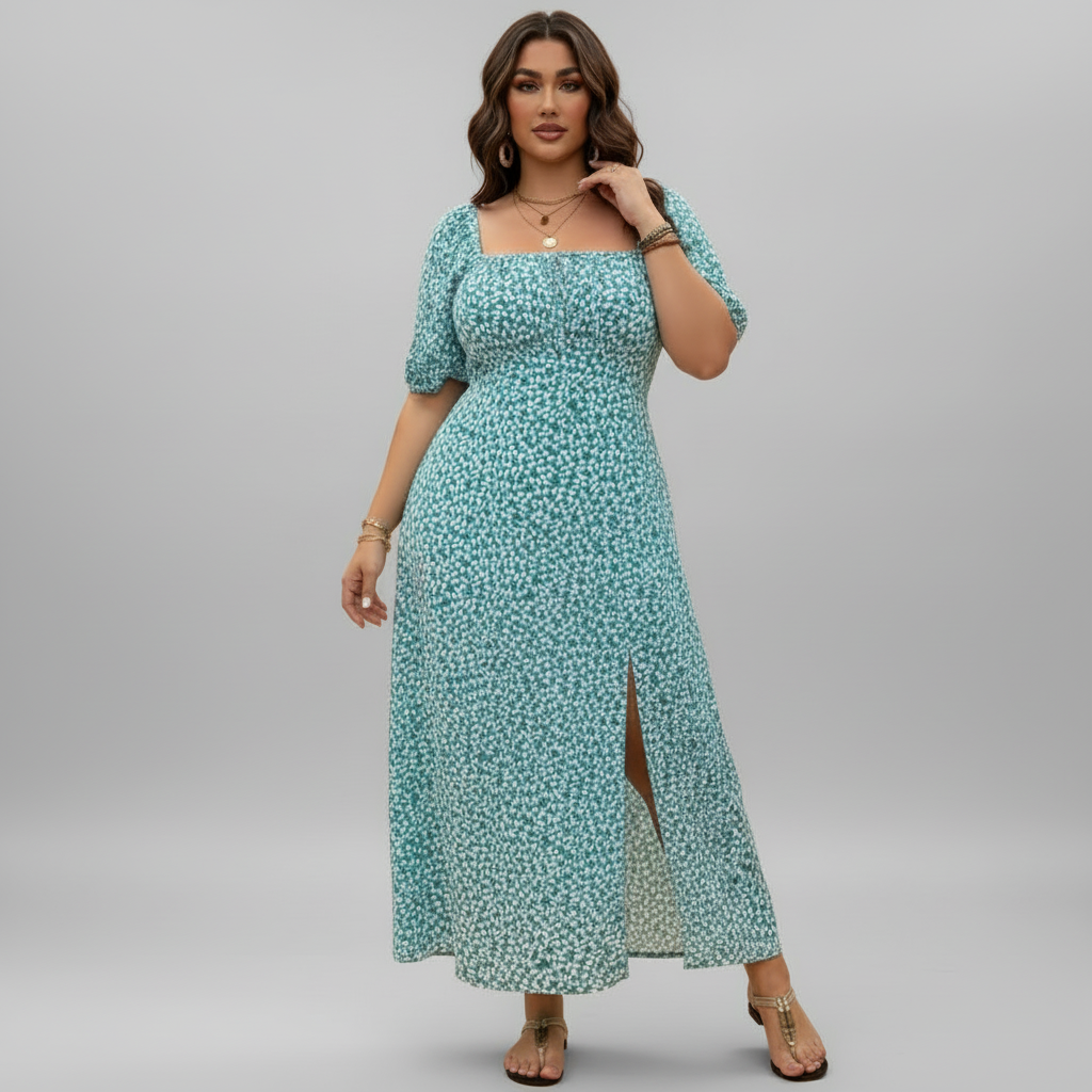 Jimena | Ditsy Floral Print Plus Size Maxi Dress