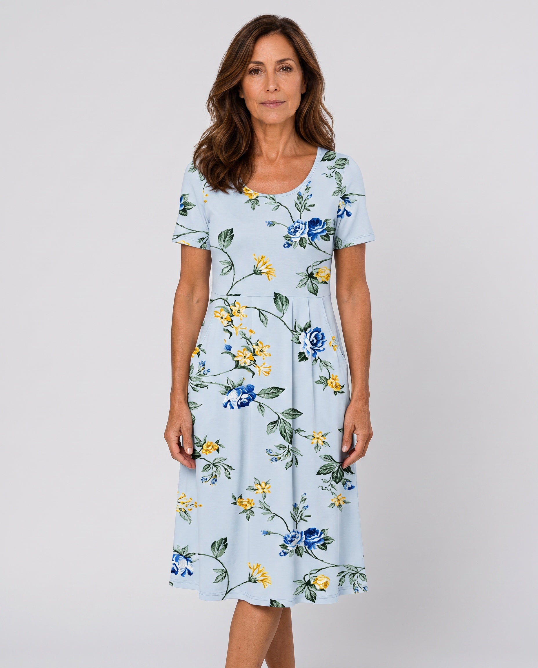 Leona | Floral Short Sleeve Midi Dress