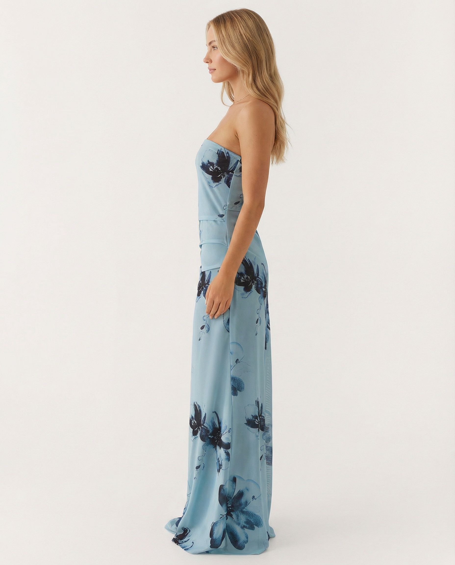 Tamara | Strapless Maxi Dress with Floral Print