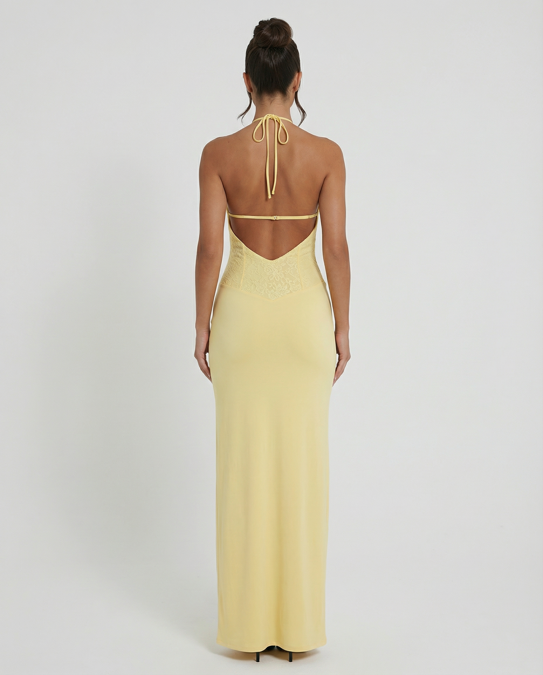 Bessie | Halter Neck Maxi Dress with Lace Bodice