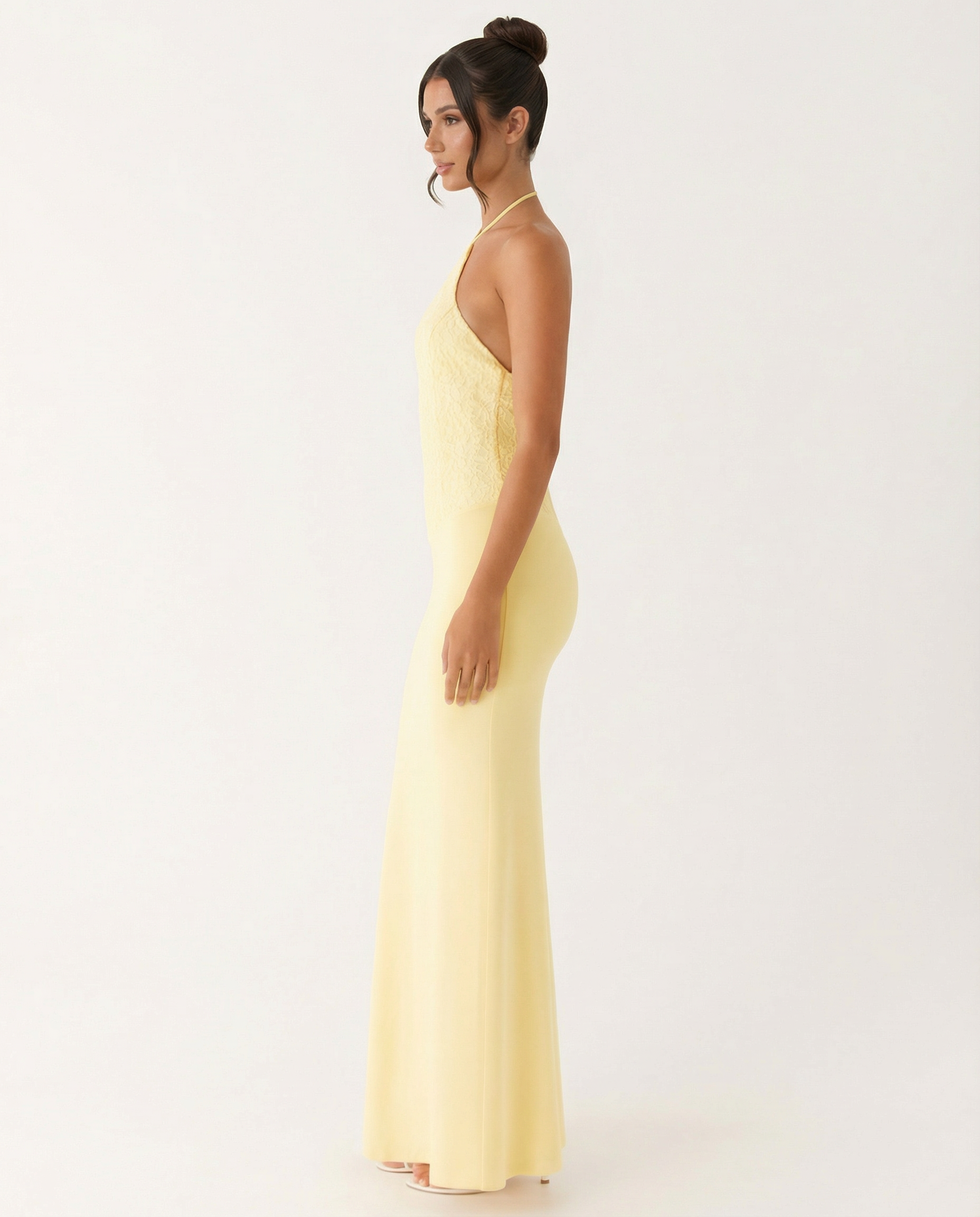Bessie | Halter Neck Maxi Dress with Lace Bodice