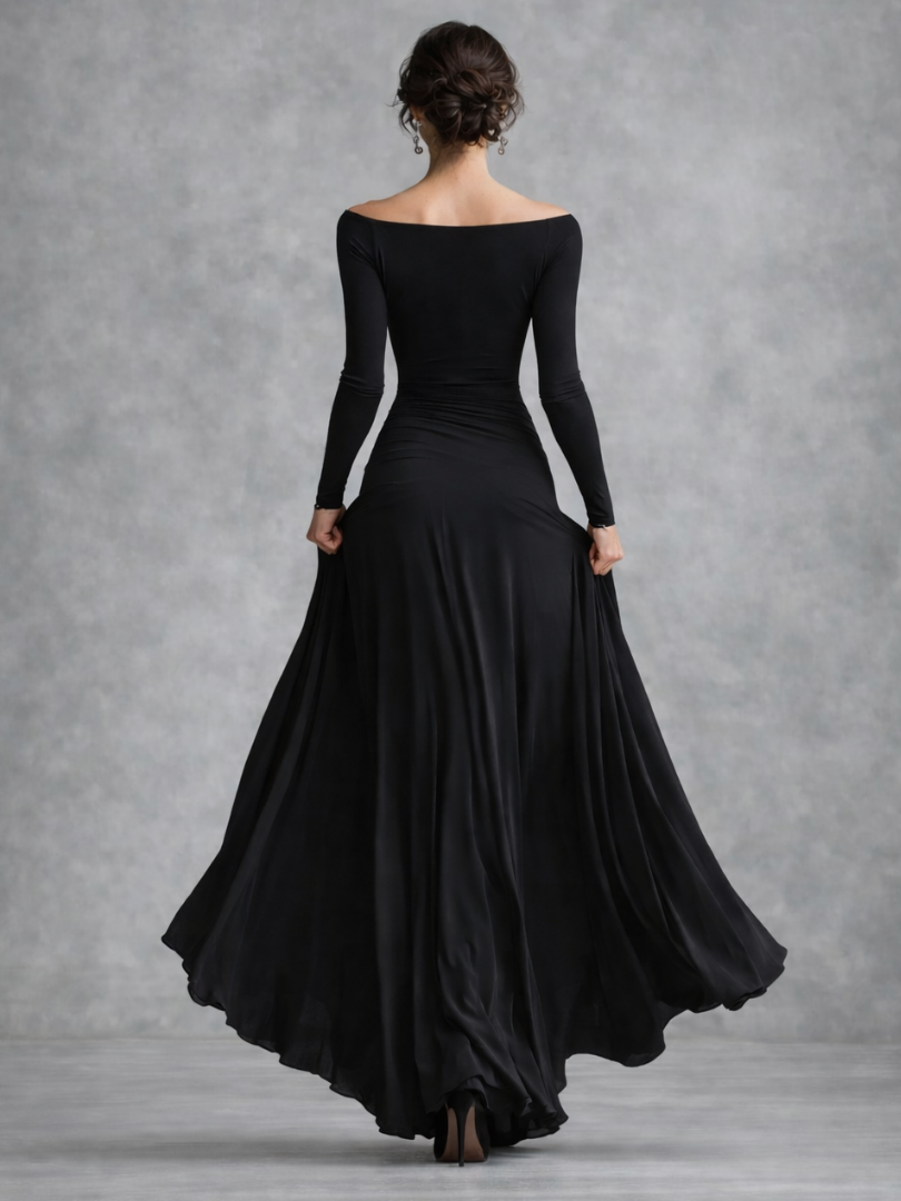 Anouk | Draped Long Sleeve Maxi Dress