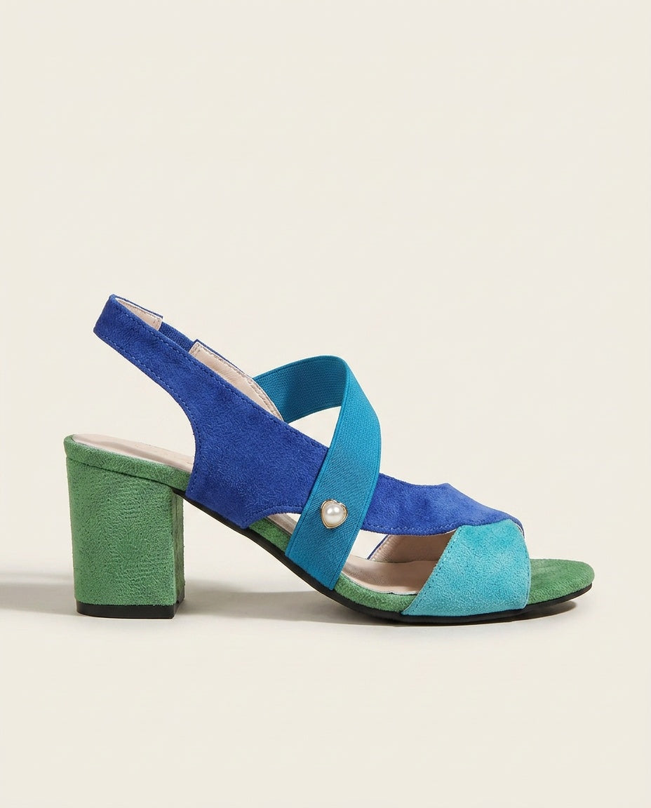 Azura | Ocean Blue Block Heel Sandals