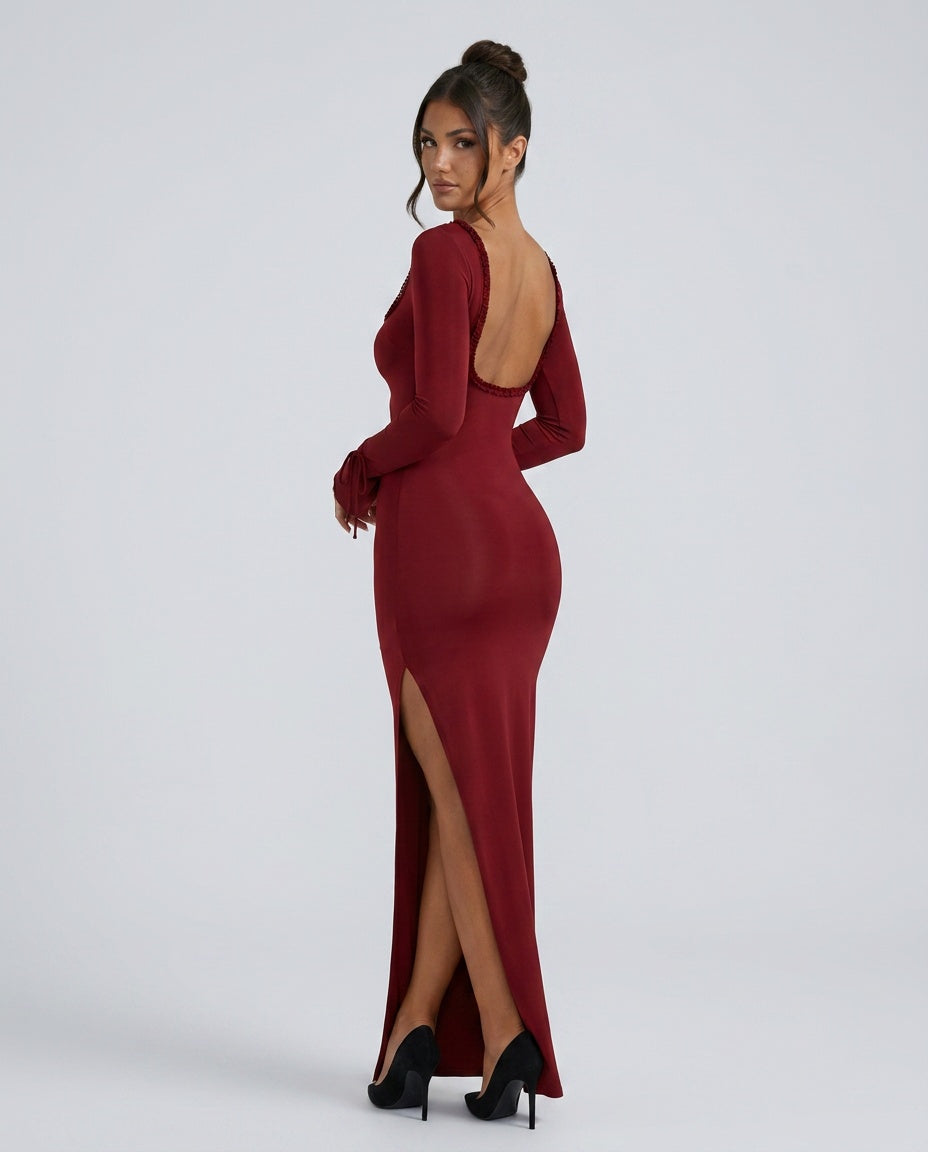 Malena | Ruffle-Trim Cut-Out Bodycon Maxi Dress