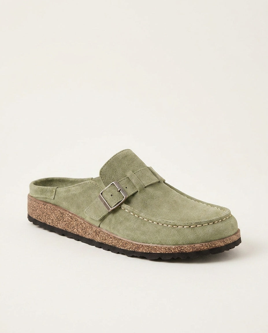 Maeve | Slip-On Buckle Detail Closed Toe Mule Clogs