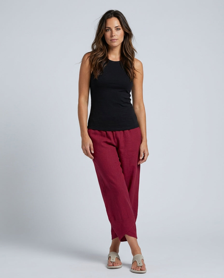 Noor | Relaxed Cropped Linen-Blend Trousers