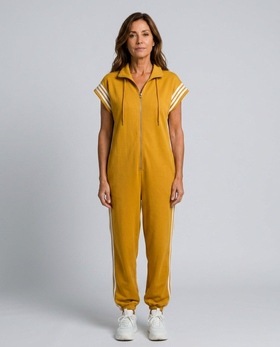 Lark | Zip Front Stripe Panel Jumpsuit