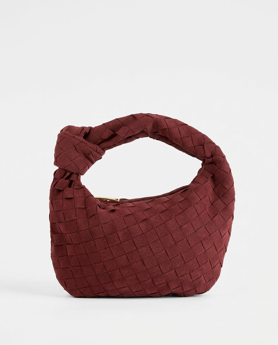 Woven Knot Detail Vegan Suede Mini Bag