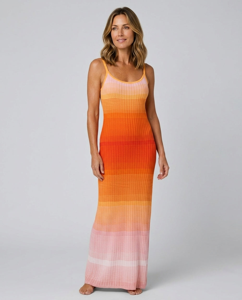 Leticia | Sleeveless Ombre Knit Maxi Dress