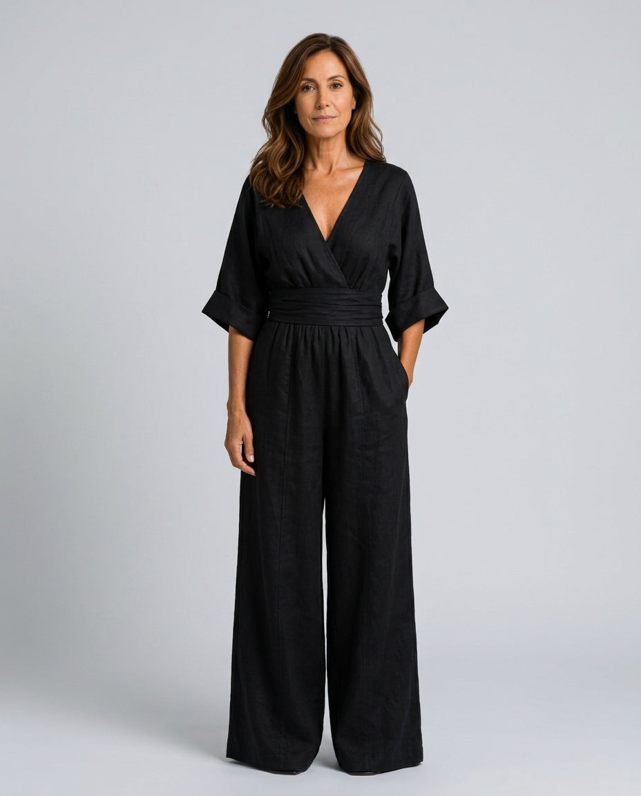 Una | Wide-Leg Linen-Blend Sleeveless Jumpsuit