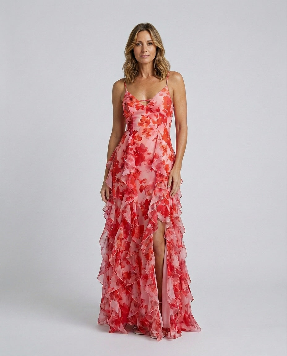 Gemma | Ruffled Floral Print Maxi Dress