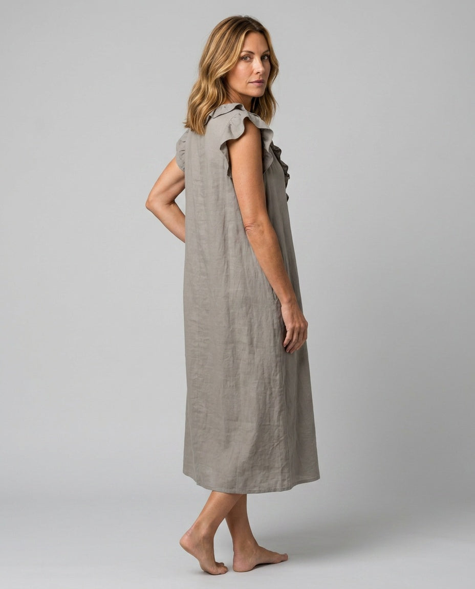 Aurelia | Sleeveless Ruffle Trim Midi Dress