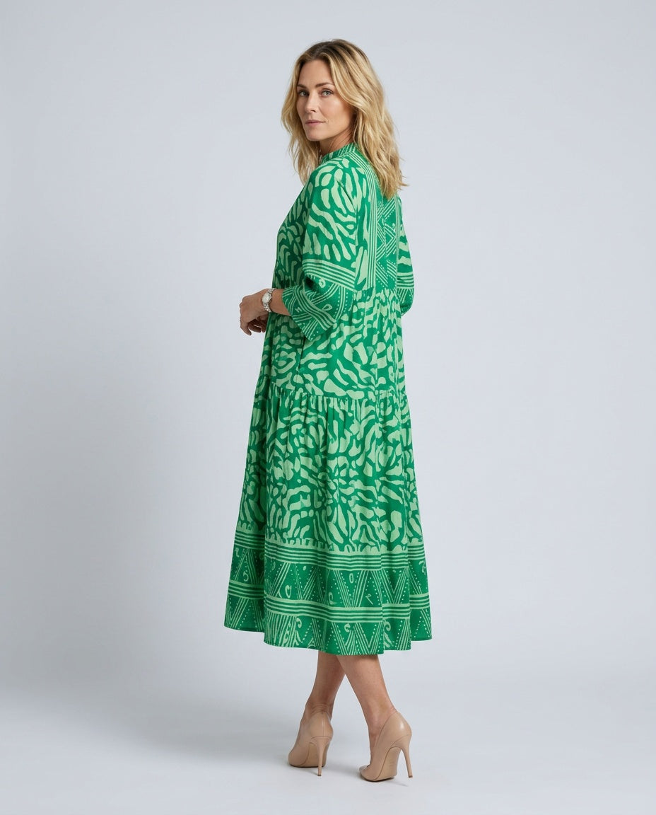 Billie | Button Front Flowy Midi Dress