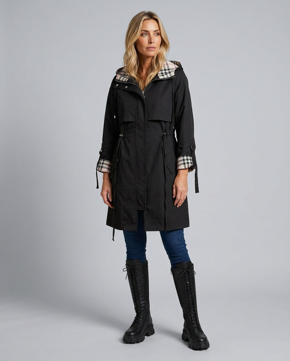Marley | Longline Hooded Drawstring Trench Coat
