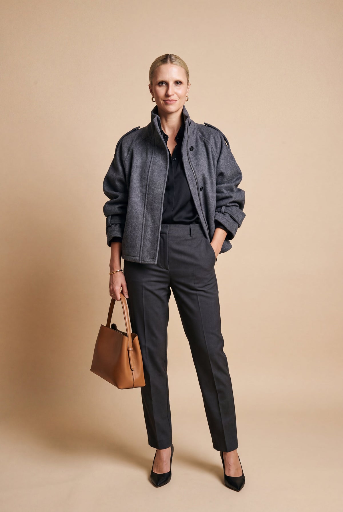 Malena | Cropped Stand Collar Wool Blend Coat