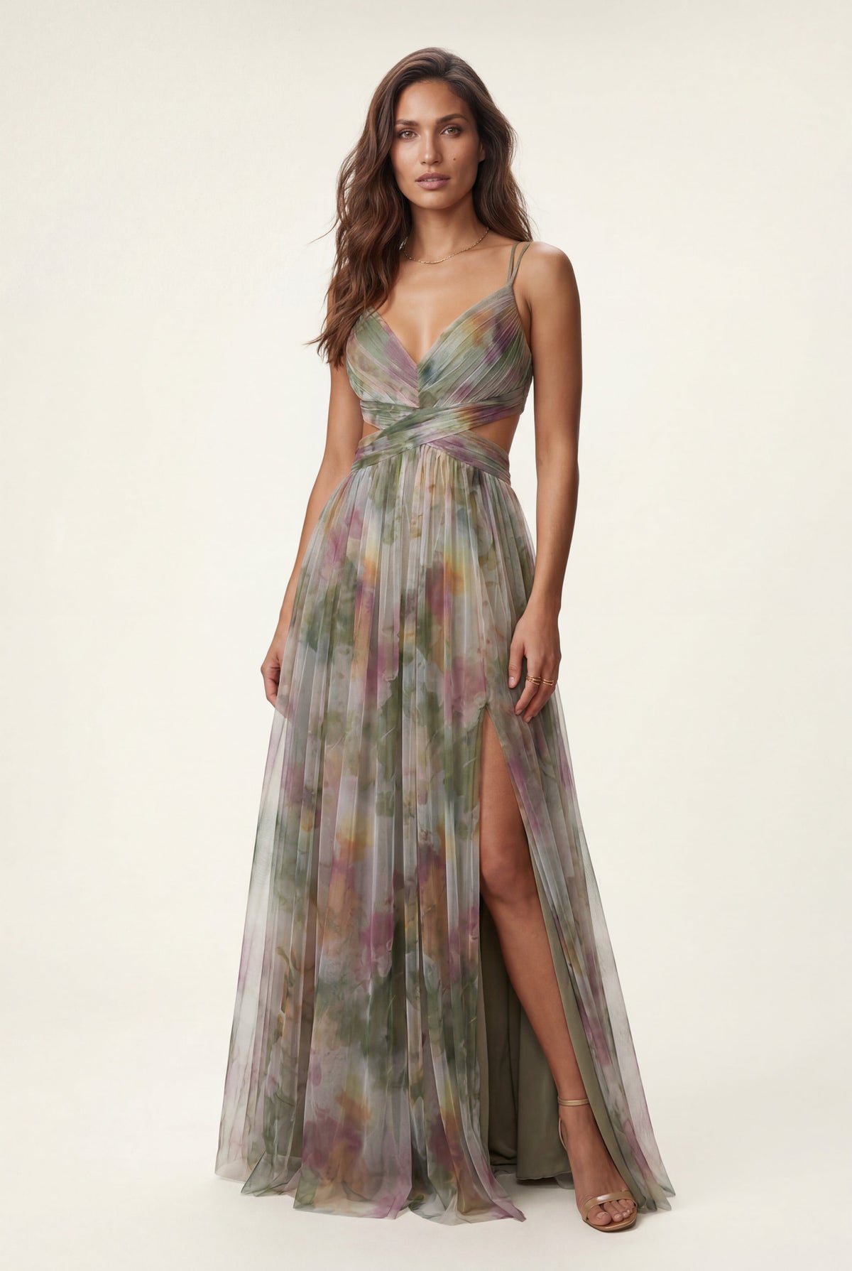 Orla | Watercolour Floral Pleated Maxi Dress