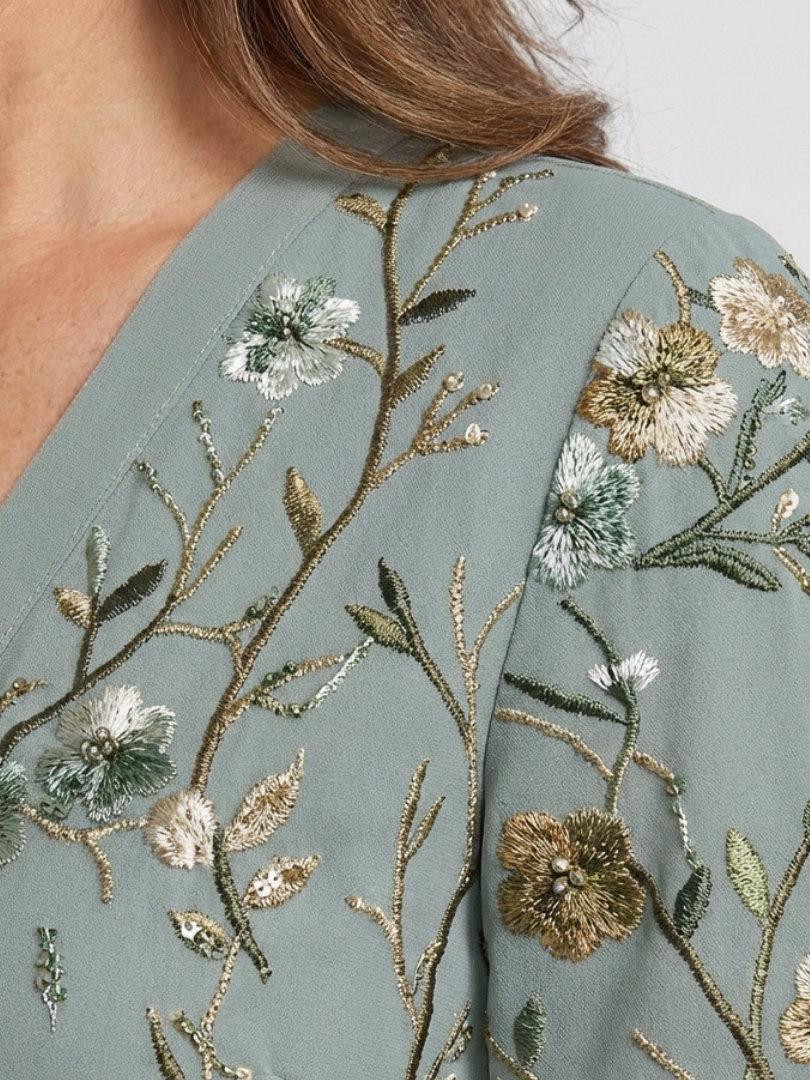 Talia | Floral V-Neck Short Sleeve Maxi Dress