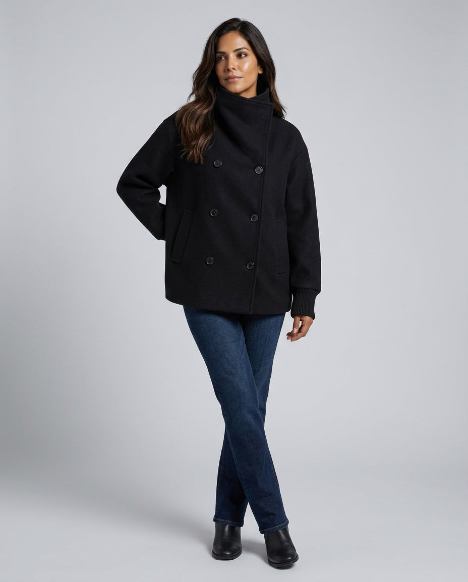Callista | Double-Breasted Stand Collar Loose Jacket