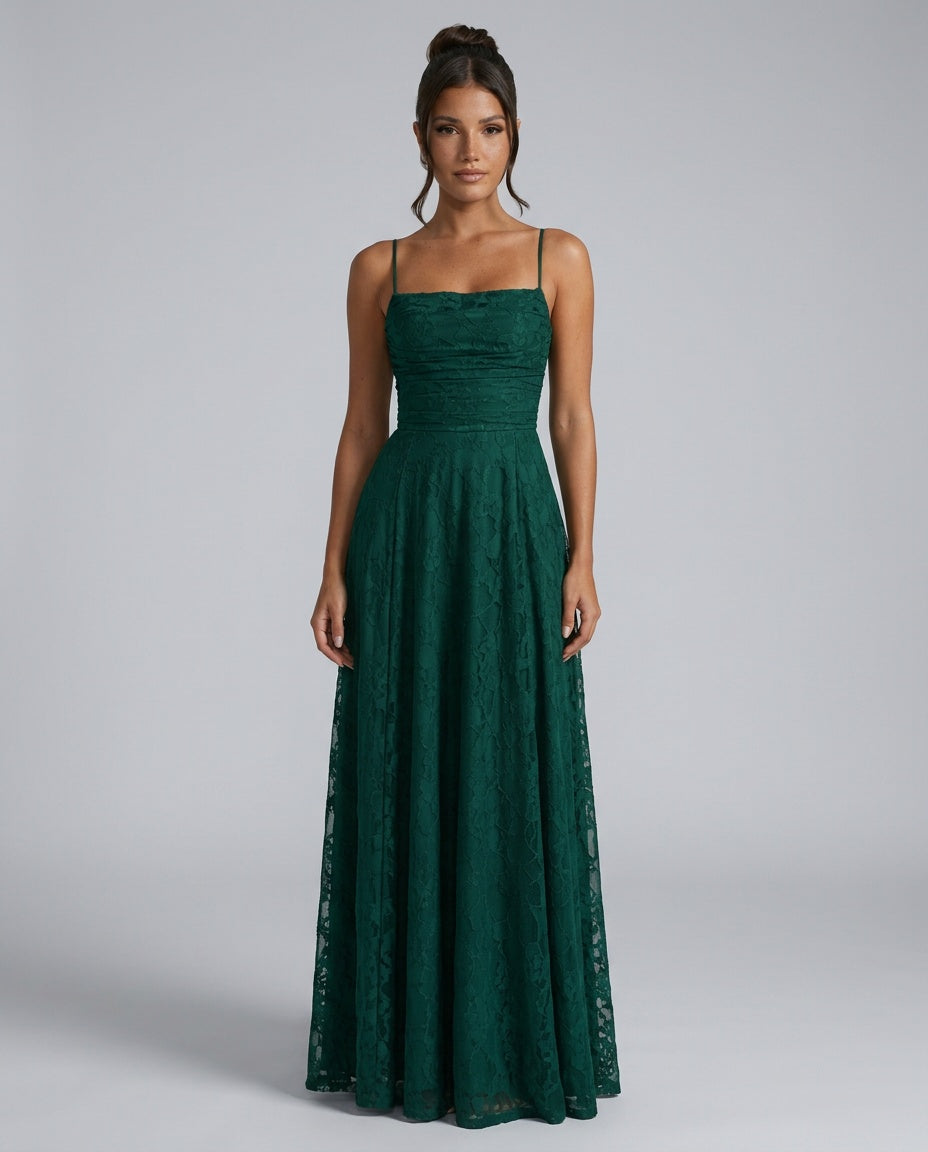 Valenne | Spaghetti Strap Full Lace Maxi Dress