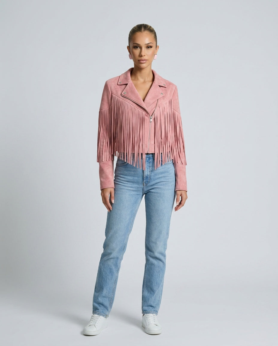 Hadley | Fringe Faux Suede Cropped Jacket