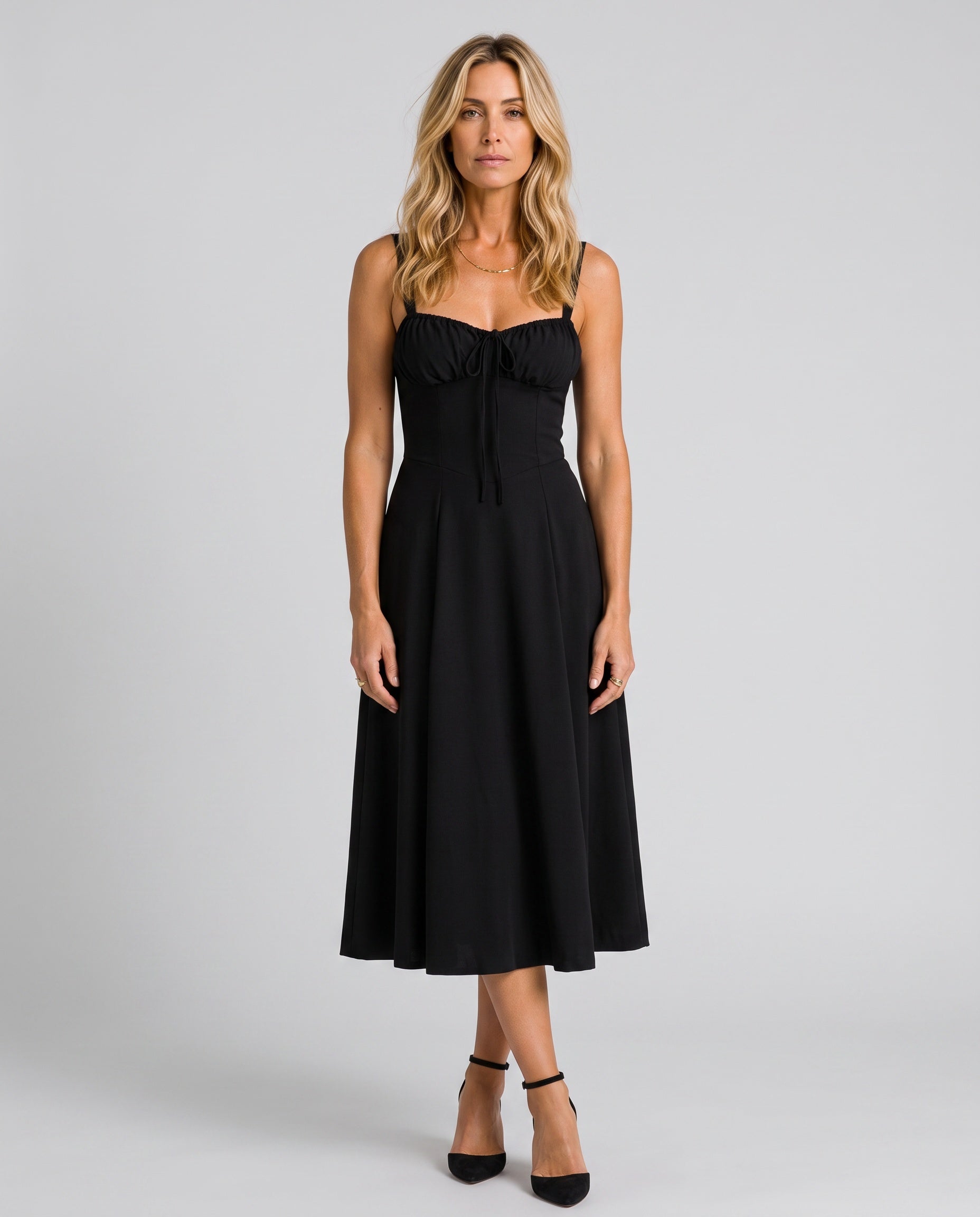 Thea | Fitted Defined-Waist Midi Dress