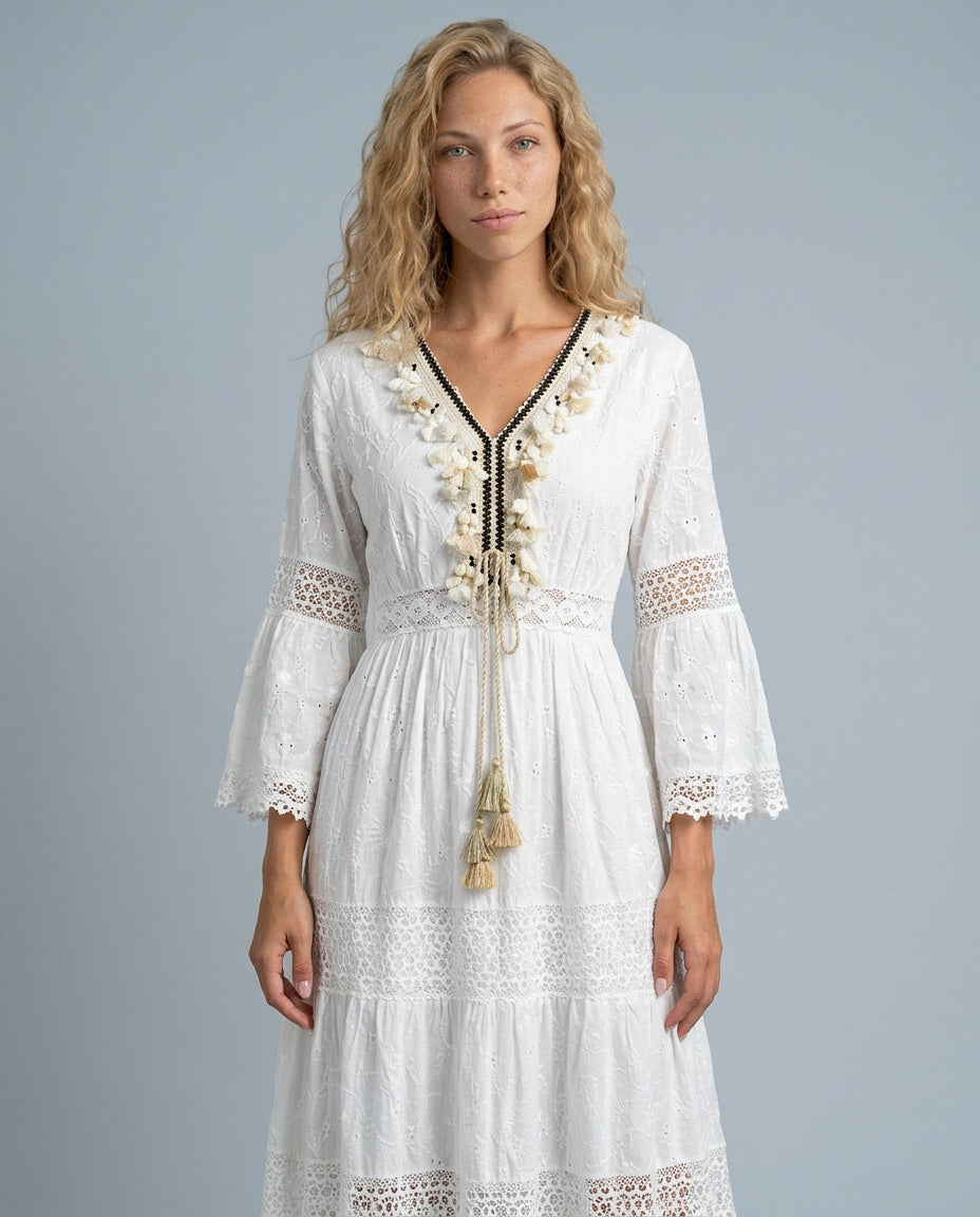 Eloise | Floral Lace Midi Dress