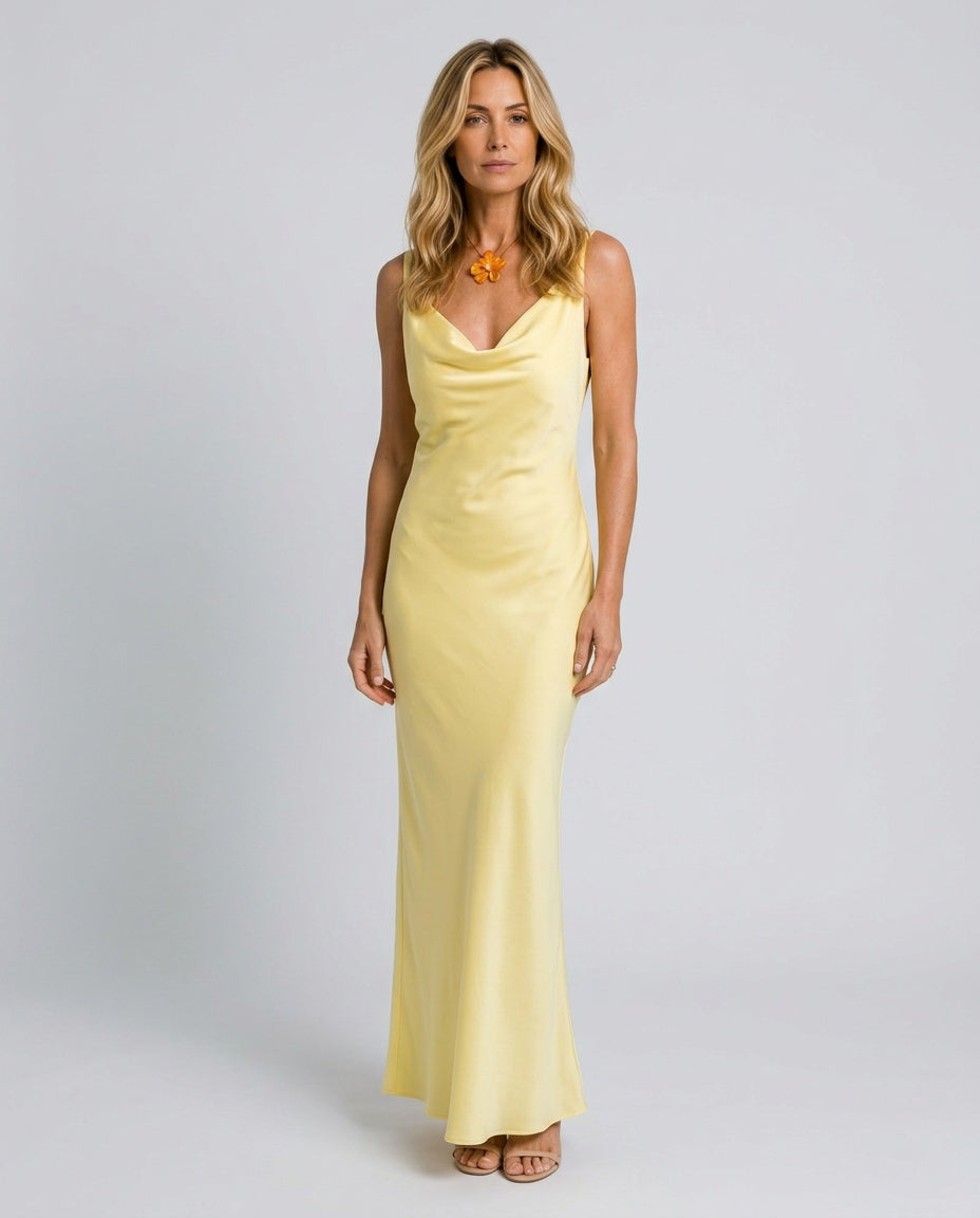 Opal | Sleeveless Cowl Neck Fitted Maxi Dress